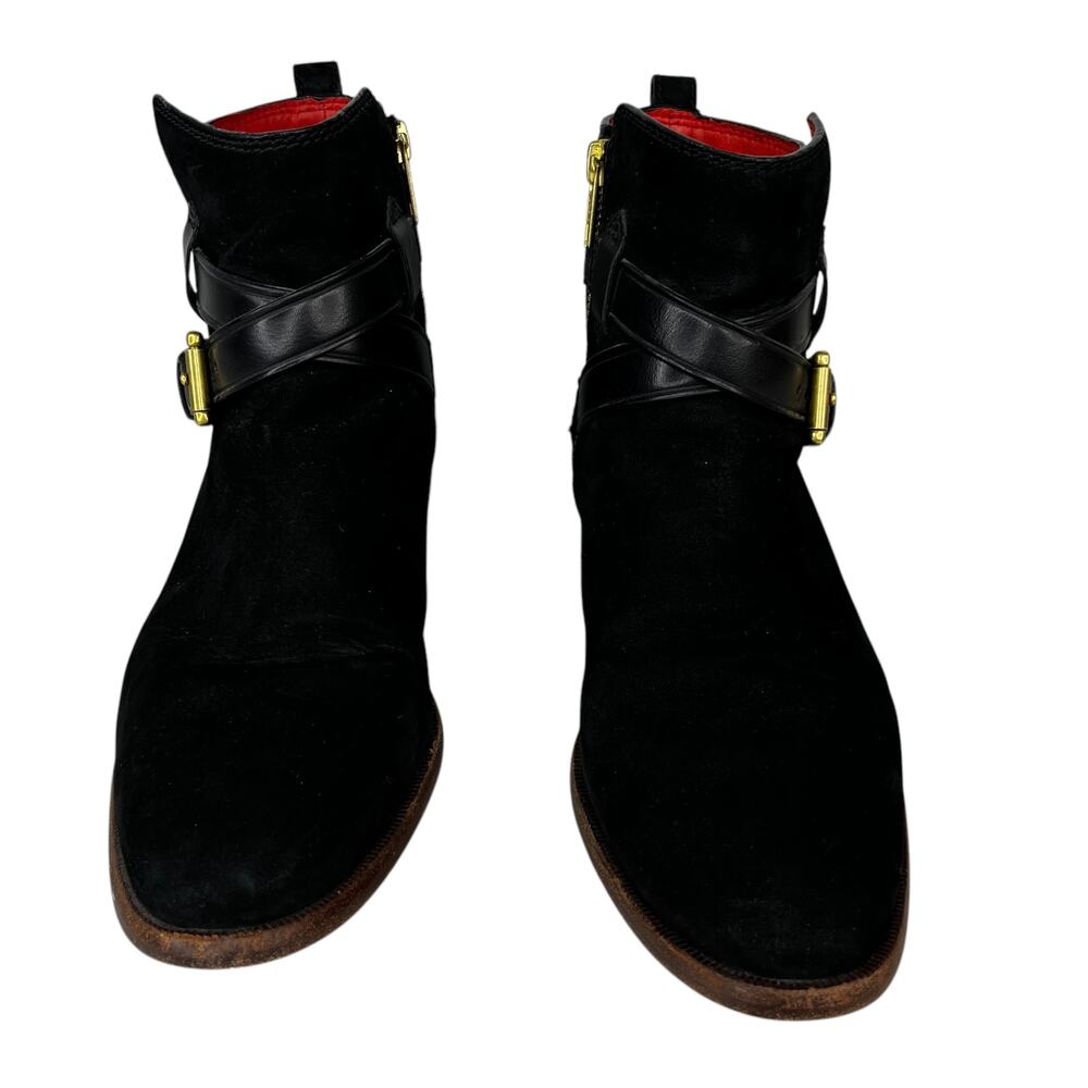 Coach Leoda Ankle Boots Black 7.5 Nubuck Gold - Picture 5 of 14